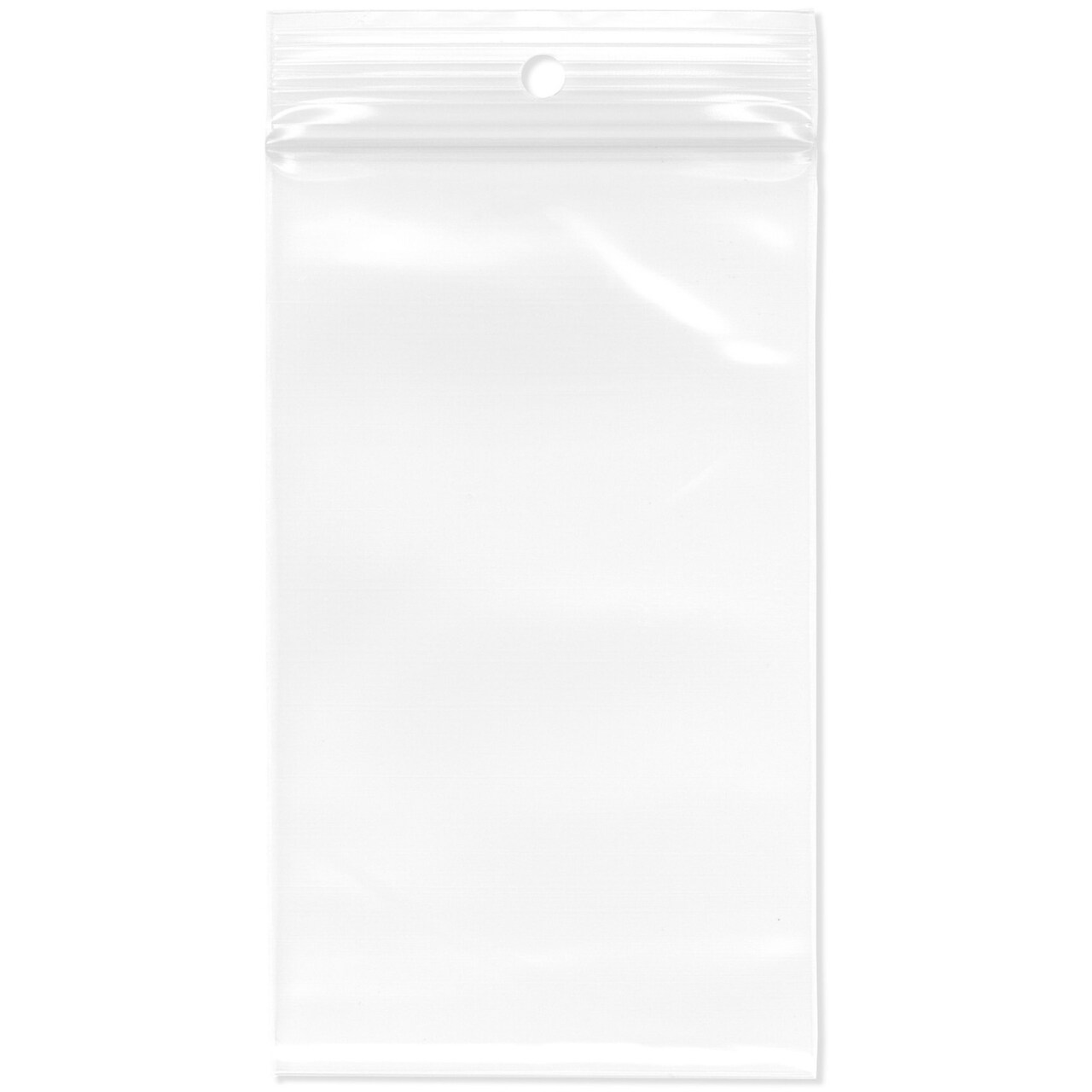 Plymor 3" x 5", 4 Mil with Hang-Hole Heavy Duty Zipper Reclosable Plastic Bags